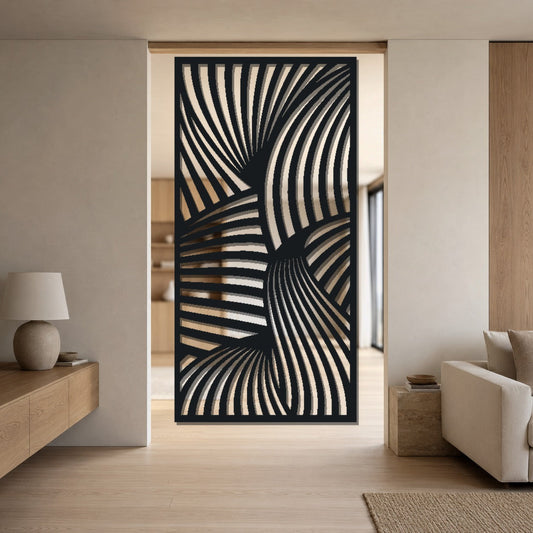 ABS-40 optical wave abstract laser cut metal panel mockup