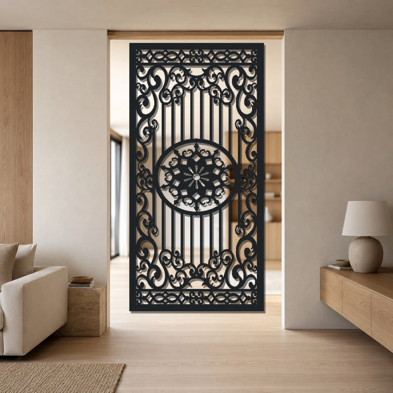 ABS-38 circular ornamental laser cut metal panel mockup