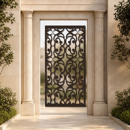 ABS-39 scrollwork abstract laser cut metal panel mockup