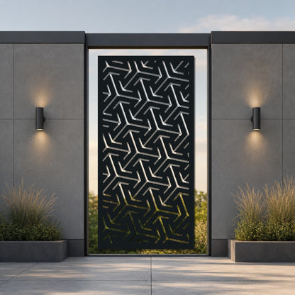 ABS-43 angular abstract laser cut metal panel mockup