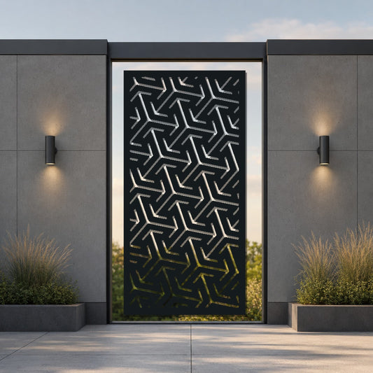 ABS-43 angular abstract laser cut metal panel mockup
